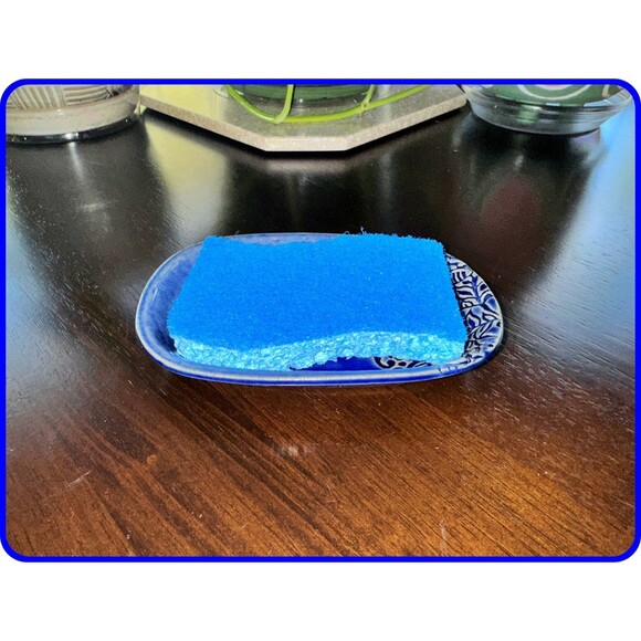 Handmade Ceramic Pottery Tray Deep Blue Color Hummingbird w/ Floral Pattern - Picture 4 of 4